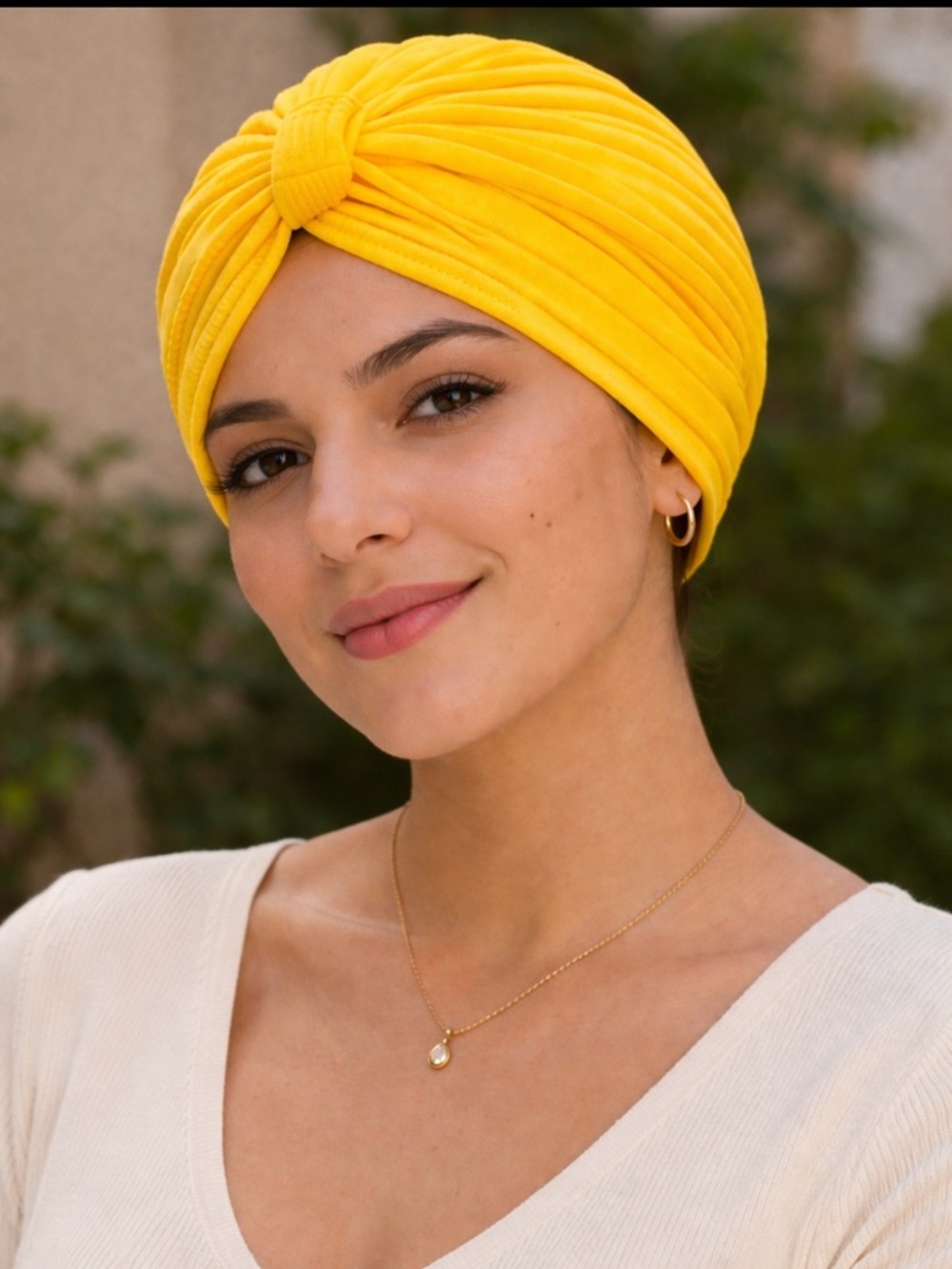 Vintage Yellow Pleated Turban Hat